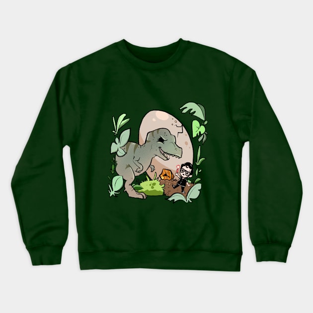 Jurassic Life Uhh Crewneck Sweatshirt by Psychofishes